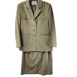 LE SUIT Women's Petite SKIRT SUIT Petite Olive Green size 10 Lined Blazer